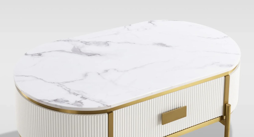 Konferenční stolek Stilig ST380C 124 cm zlatý/bílý mramor