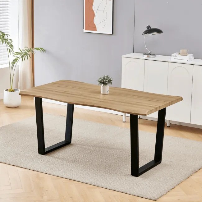 Jedálenský stôl 160x90 cm HT-F4216 OAK divoký dub / čierny