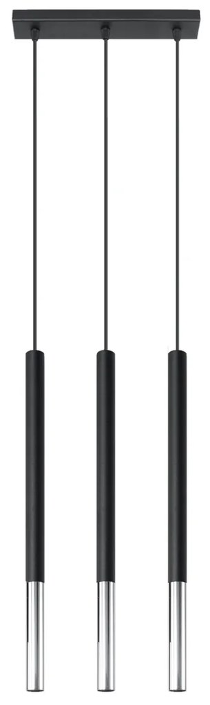 Závesné svietidlo Mozaica, 3x čierne kovové tienidlo, ch