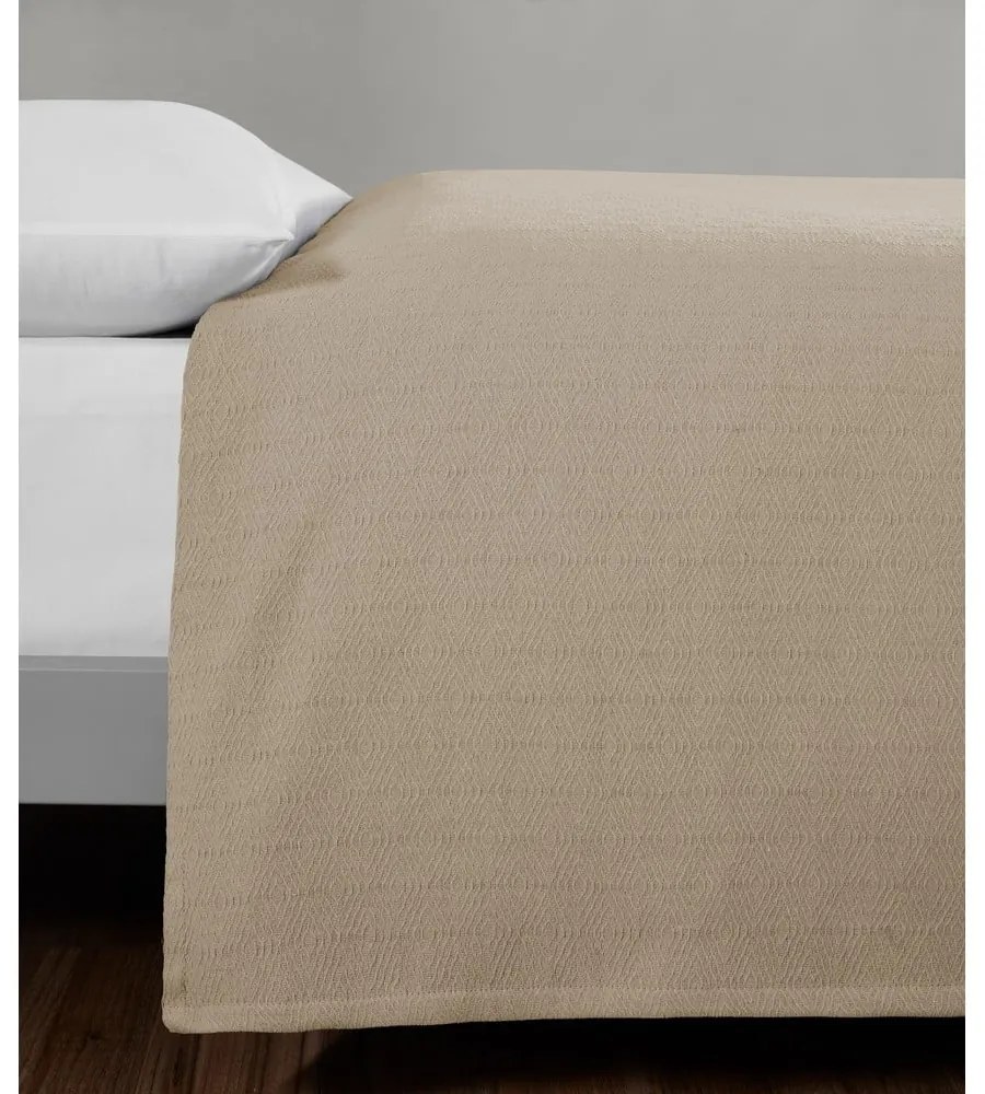 Béžový bavlnený pléd na dvojlôžko 200x230 cm Serenity – Mijolnir