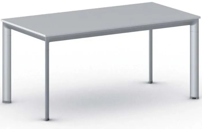 Rokovací kancelársky stôl PRIMO INVITATION, 160x80 cm, sivostrieborná podnož, sivá