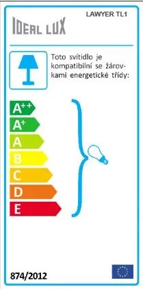 IDEAL LUX Stolová lampa LAWYER, chrómovaná s bielym tienidlom