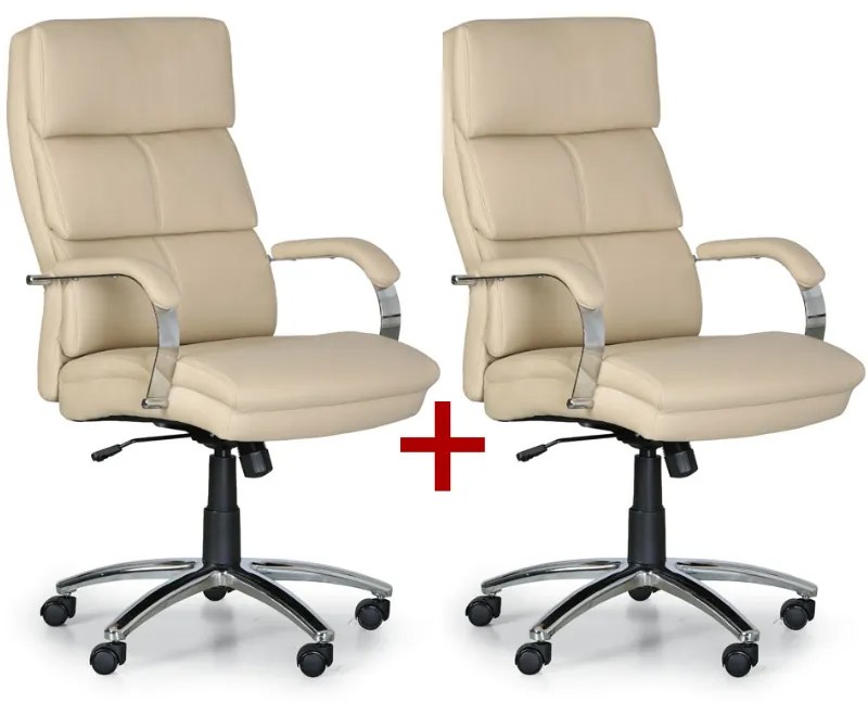 Kožené kancelárske kreslo STAIRS 1+1 ZADARMO, béžová