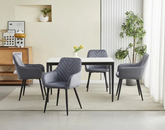 Jedálenská stolička NANA zamatová, tmavosivá (čierne nohy)
