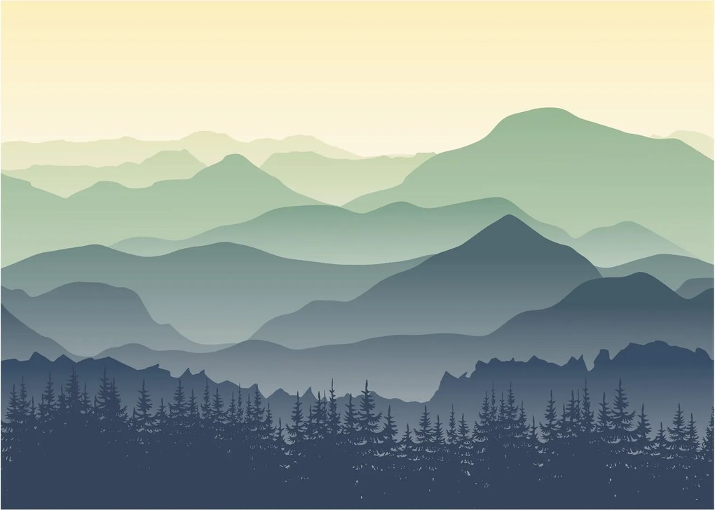 Sklenený obraz - Forest Mountain (70x50 cm)