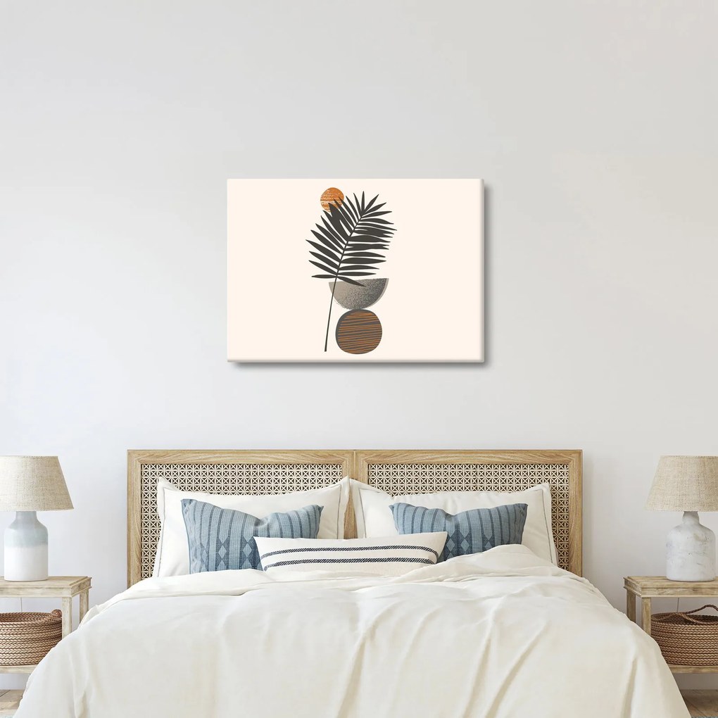 Obraz - Abstrakcia s palmovým listom (70x50 cm)