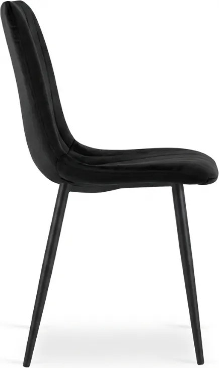Čierna zamatová stolička LAVA ONYX s čiernymi nohami