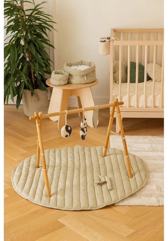 Zelená krémová detská hracia podložka Bamboo Leaf – Lorena Canals