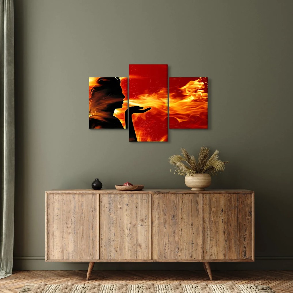 Obraz zeny s plameňmi (90x60 cm)