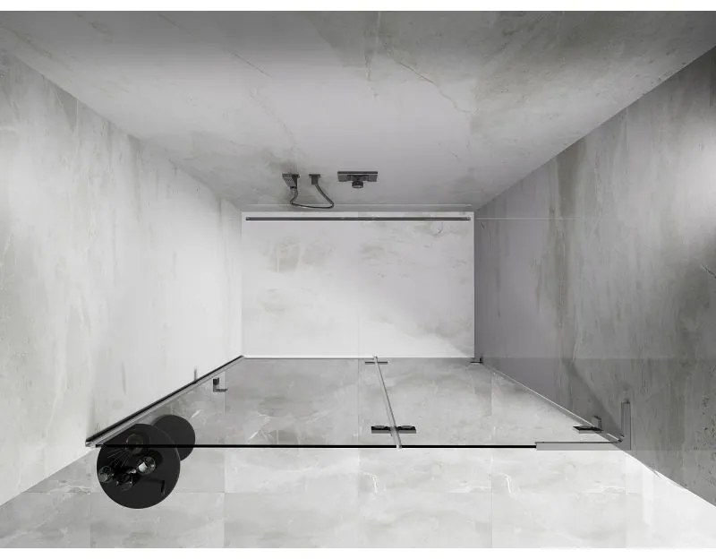 Mexen, Mexen Lunar L sklápacie pravé sprchové dvere 140 cm, transparentné, chróm - 834L-140-000-01-00-P