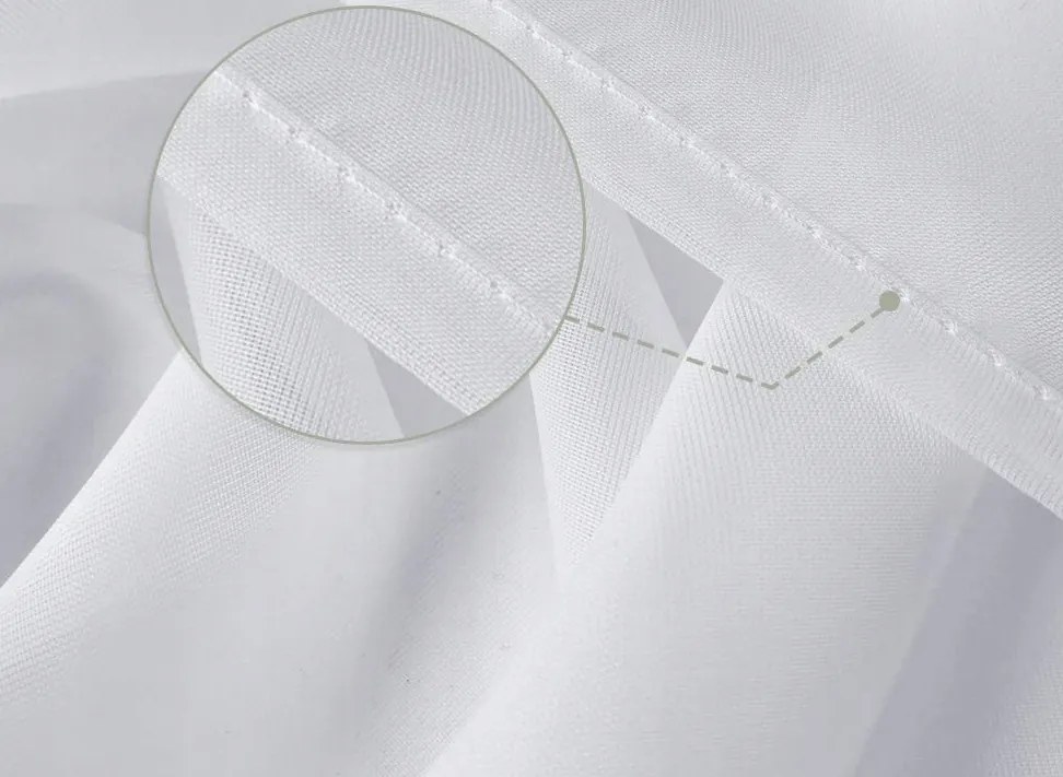 Dekorstudio Jednofarebná záclona GLAMOUR  - Biela - vlastný rozmer Uchytenie závesu: Dekoračné krúžky hnedé, Šírka záclony: 50cm