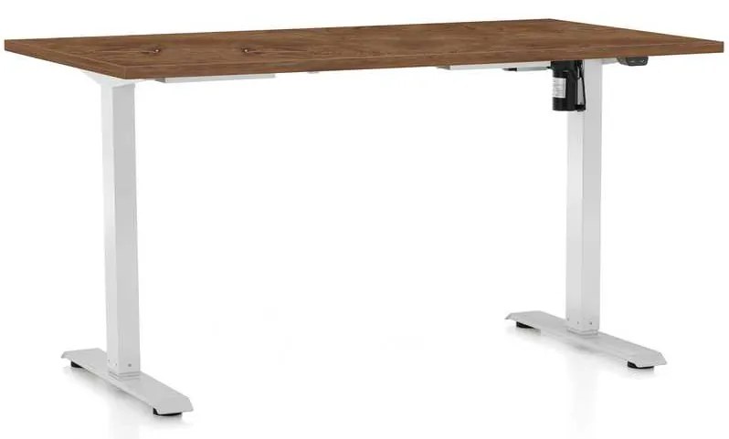 Výškovo nastaviteľný stôl OfficeTech A, 120 x 80 cm, biela podnož, dub silverjack