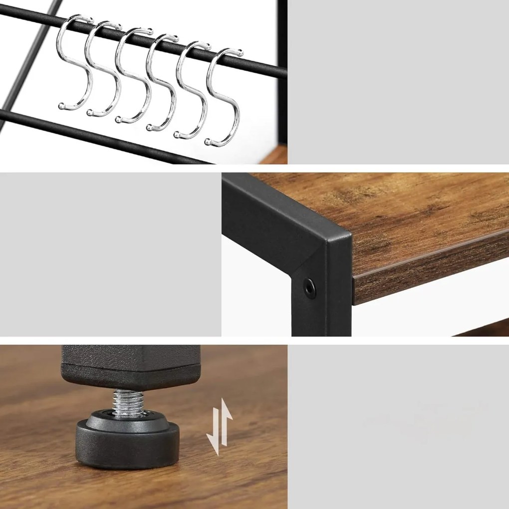 Kuchynský regál TAYLOR 95x80 cm, rustikálne hnedý