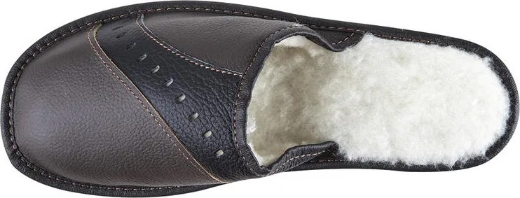 Pánska domáca obuv kožená tmavo hnedá vel. 41