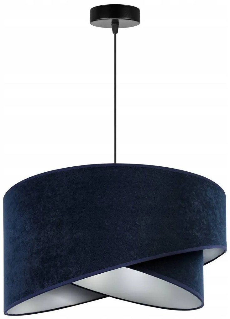 Závesné svietidlo Mediolan, 1x tmavomodré/chrómové textilné tienidlo