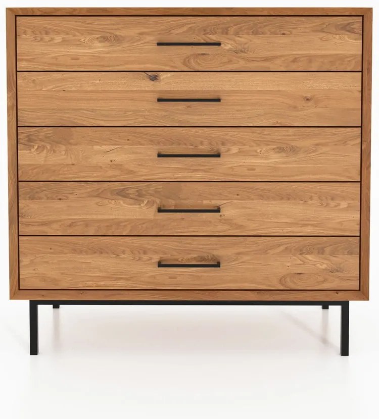 Vysoká komoda z dubového dreva v prírodnej farbe 97x95 cm Abies - The Beds