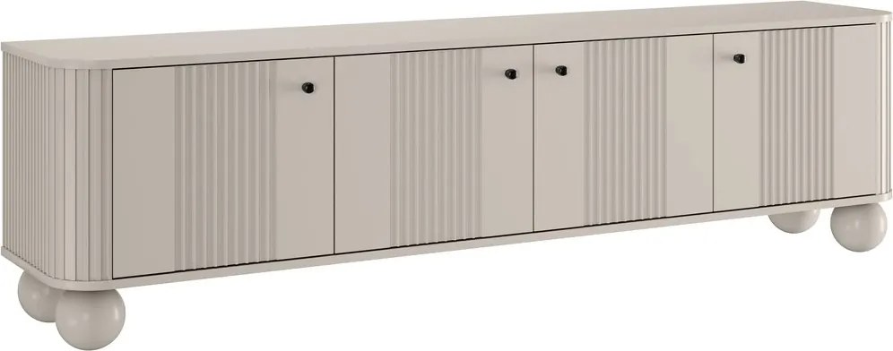 TV stolík Vespera 4D 187 cm - kašmírová / čierna / kašmírové nohy