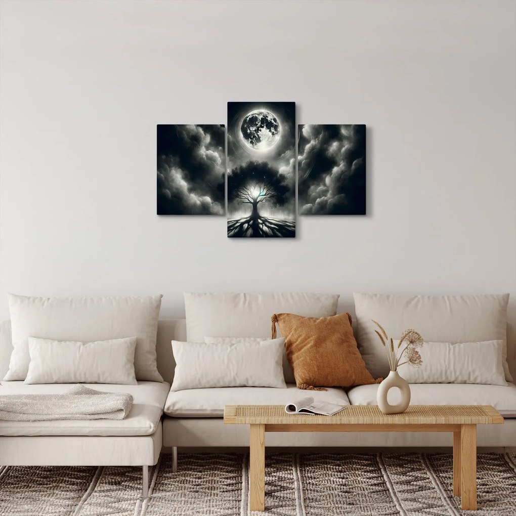 Obraz – Čiernobiely strom v splne (90x60 cm)