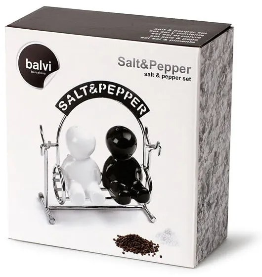 Soľnička a korenička so stojanom Salt &amp; Pepper – Balvi