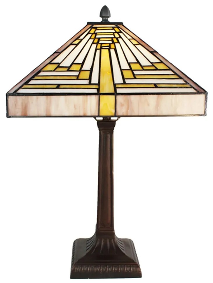 Pyramídová stolná lampa Tiffany - 31*31*48 cm E27/max 1*60W