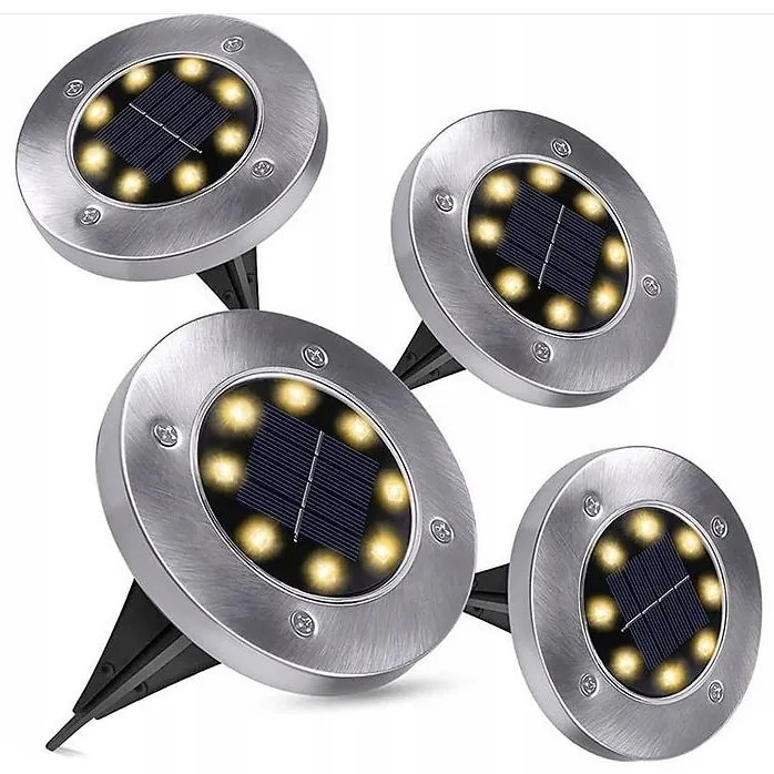 Solárna zápustná lampa disk 4 ks