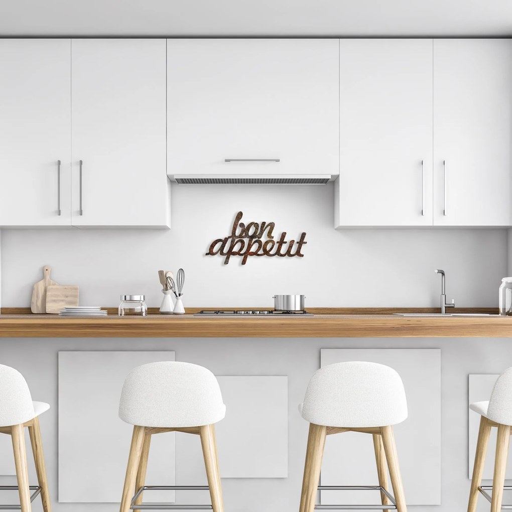Nástěnná kovová dekorace Bon Appetit vícebarevná