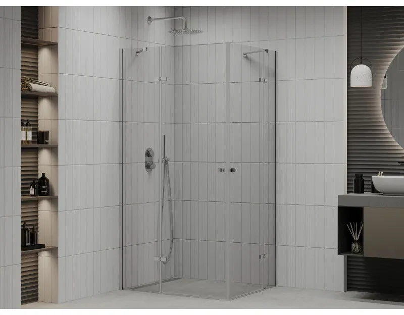 Mexen Roma Duo, sprchovací kút 80 (dvere) x 70 (dvere) cm, 6mm číre sklo, chrómový profil, 854-080-070-02-00
