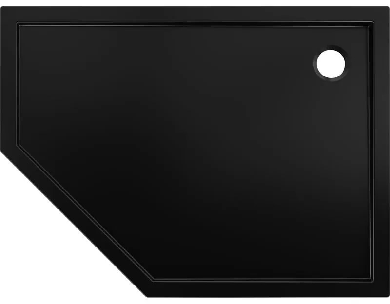 Mexen Flow, päťuholníková sprchová vanička slim 90 x 80 cm, pravá, čierna matná - 46P708090R
