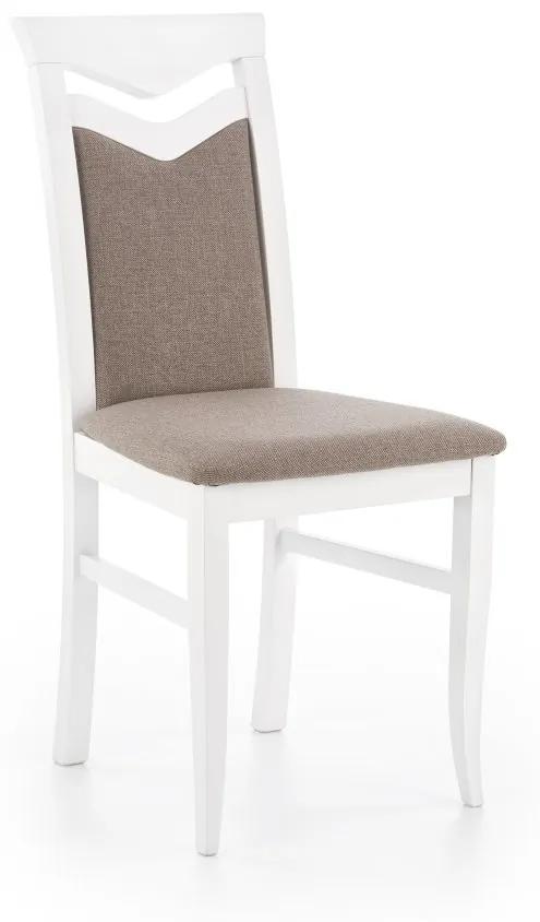 Jedálenská stolička CITRONE – masív, látka, viac farieb biela / hnedá
