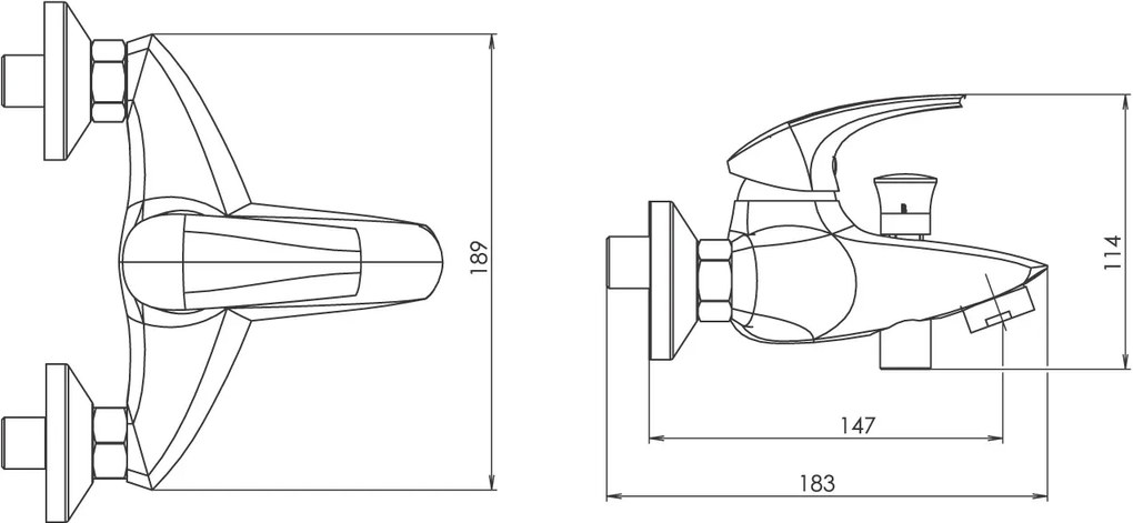 Novaservis Metalia 57 Vaňová batéria bez príslušenstva 150 mm, chróm, 57020/1,0