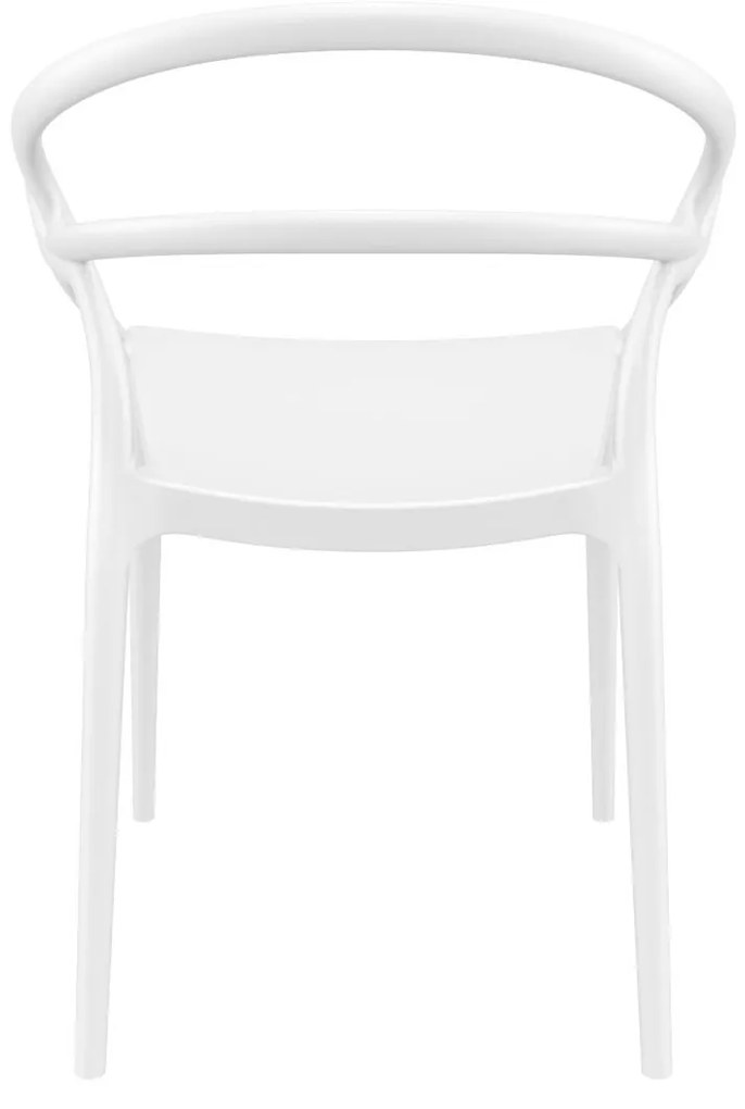 MILA záhradná stolička s podrúčkami white