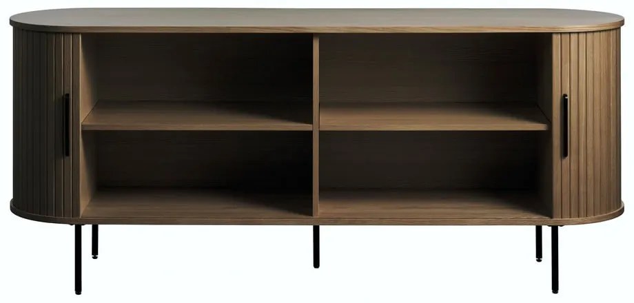 Hnedá komoda v dekore duba s posuvnými dverami 180x76x45 cm Nola – Unique Furniture