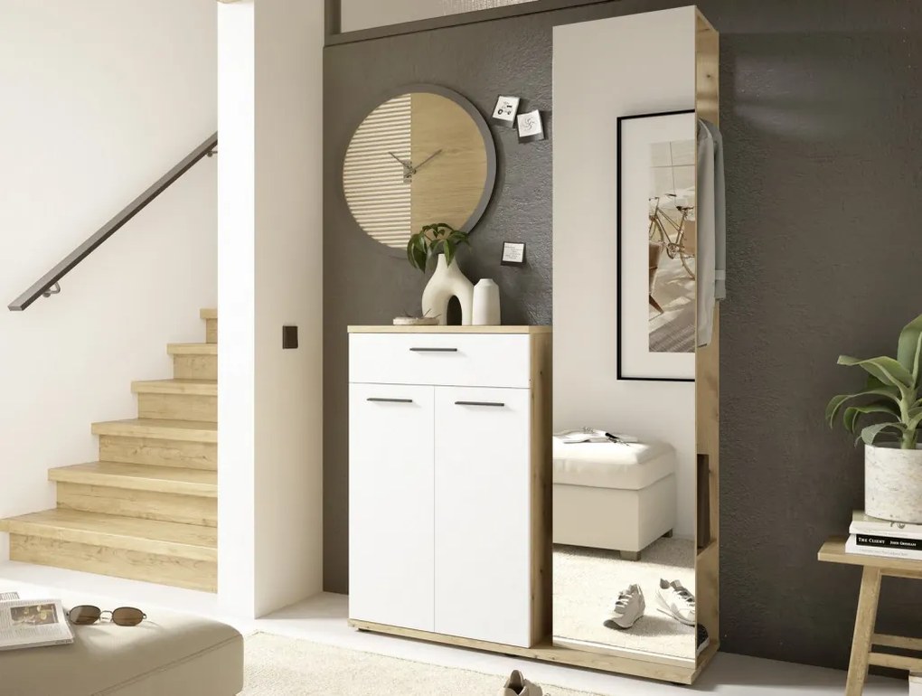 Predsieňová stena Malaga, dub evoke/biela