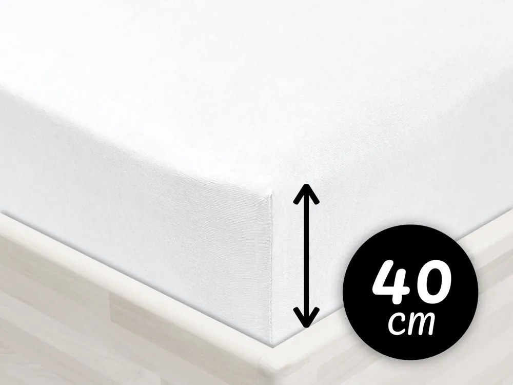 Jersey napínacie prestieradlo na extra vysoký matrac JR-031 Biele 100 x 200 - výška 40 cm