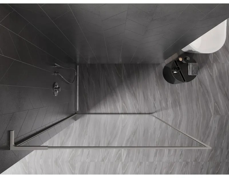 Mexen, Mexen Kioto-F L sprchová stena s rámom 55 x 202 cm, priehľadná 8 mm, brúsený nikel - 800-055-174-97-00