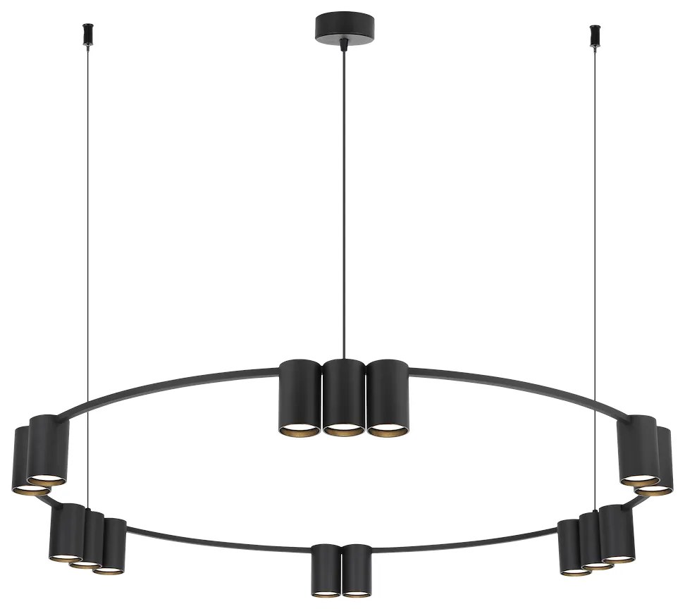 Závesné svietidlo Genesis, 15x čierne kovové tienidlo, o