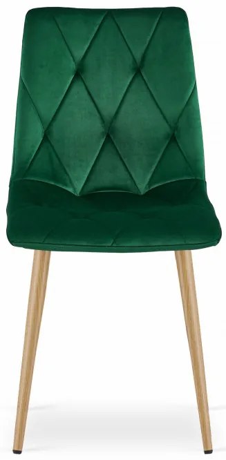 Jedálenská stolička LIBRA zamatová tmavozelená / drevené nohy
