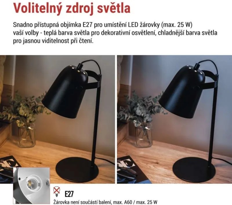 Stolná lampa Nina čierna