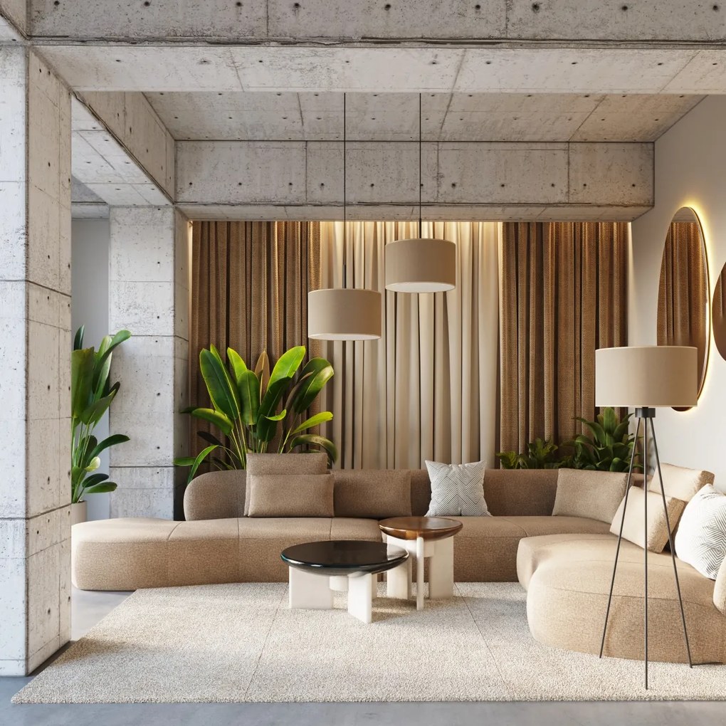 Stojacia lampa Nevia, 1x béžové textilné tienidlo, b