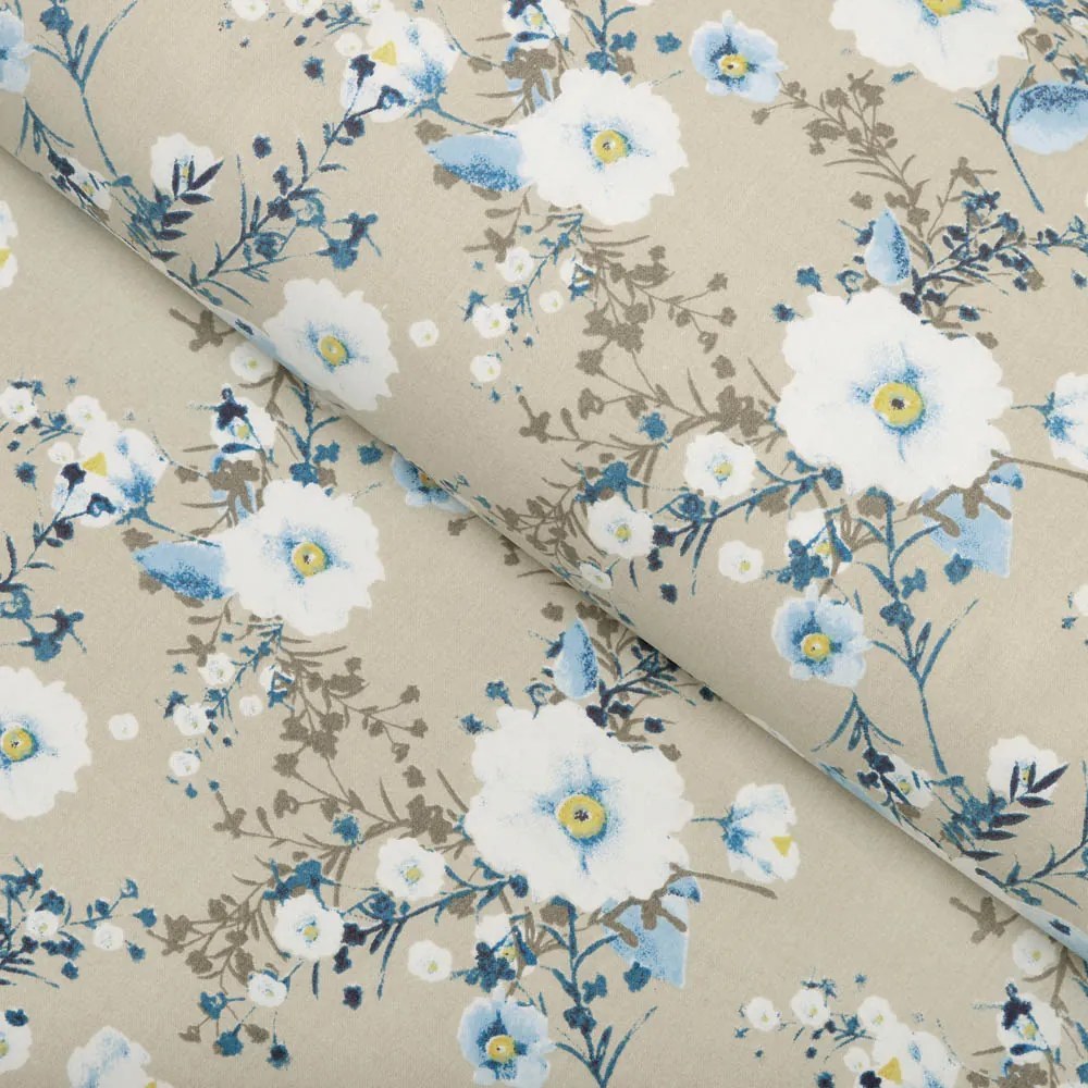 Biante Vankúš valec bonbon Sandra SA-552 Modré popínavé kvety na béžovom 15x40 cm