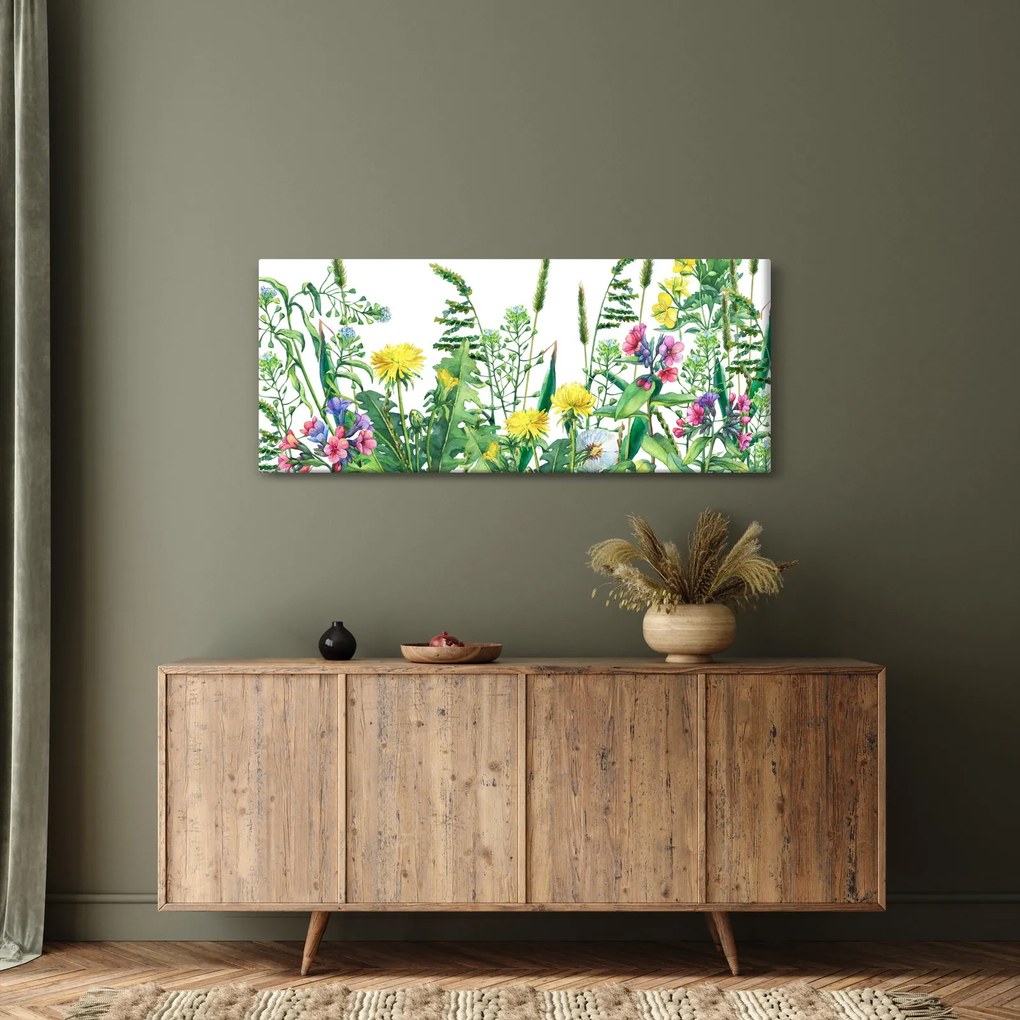 Obraz - Maľované lúčne kvety (120x50 cm)
