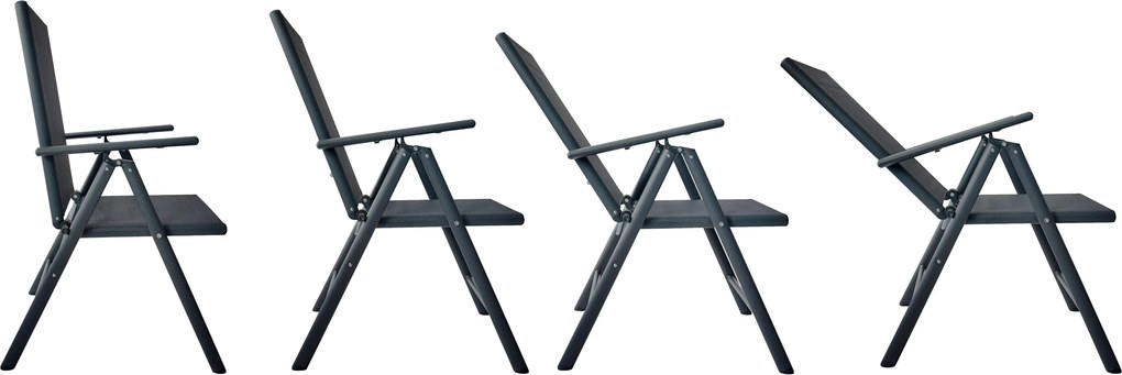 TRENDIE Záhradné stoličky s polohovateľným operadlom sada 2ks sivé