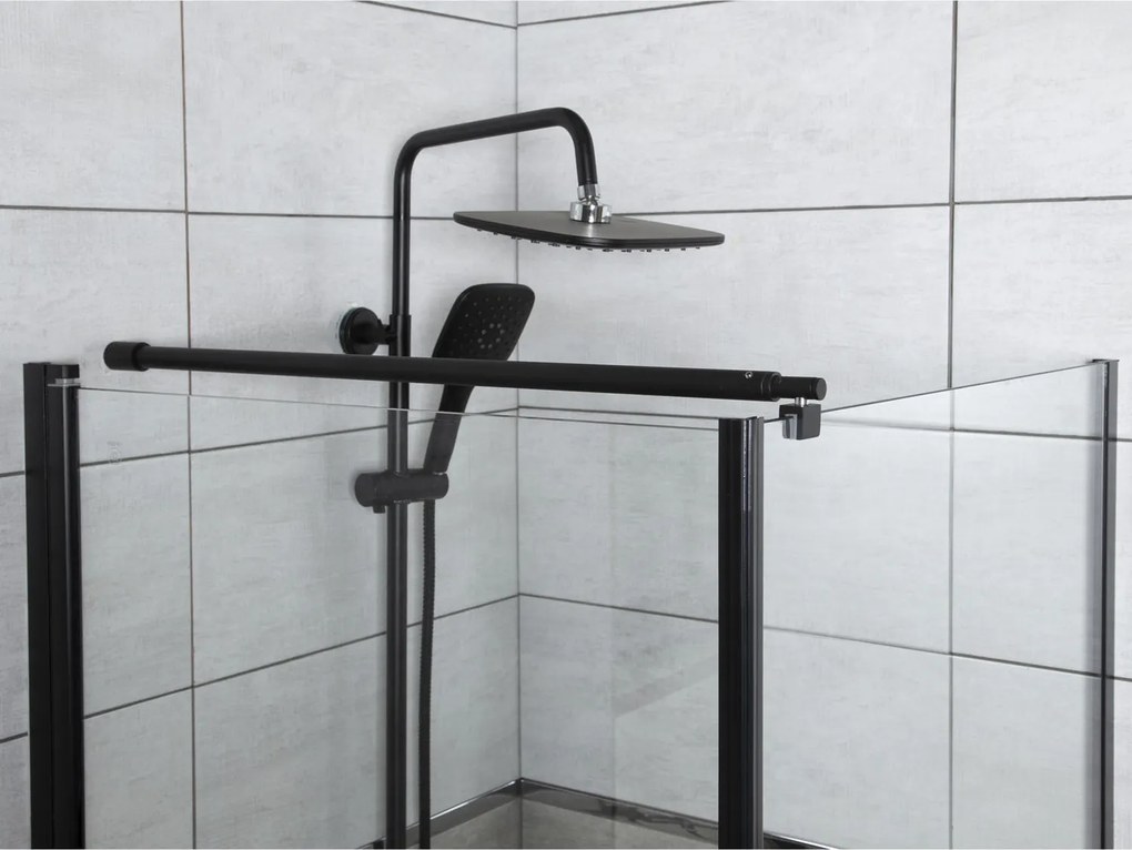 Novoterm Štvorcový sprchový kút NV-Hera 90x90 čierna/transparent - bez vaničky