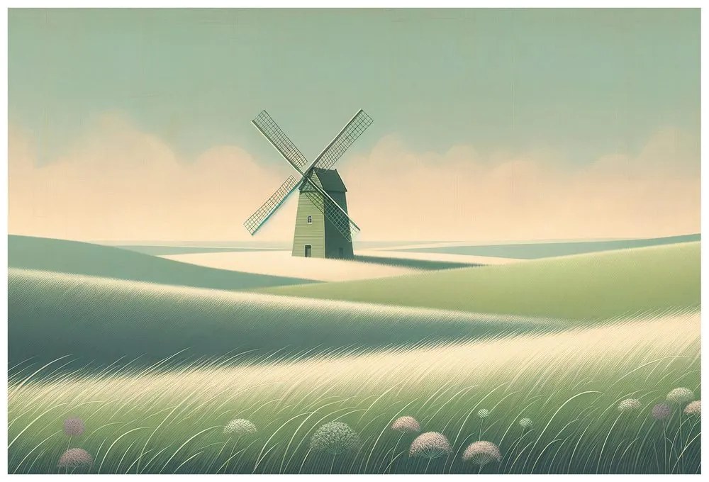 Samolepiaca fototapeta krajina s veterným mlynom