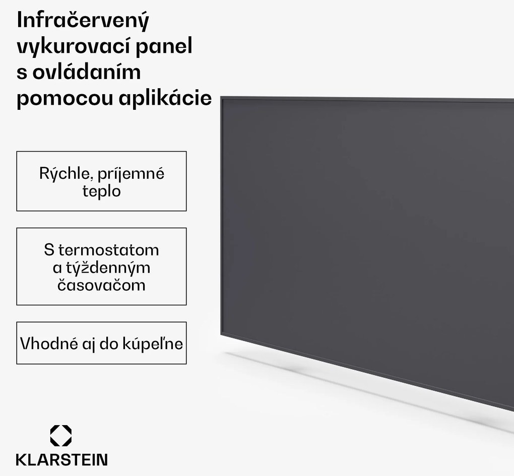Klarstein Wonderwall Smart Infračervený ohrievač, 60x120cm, Aplikácia, 770W, Týždenný časovač, IP24
