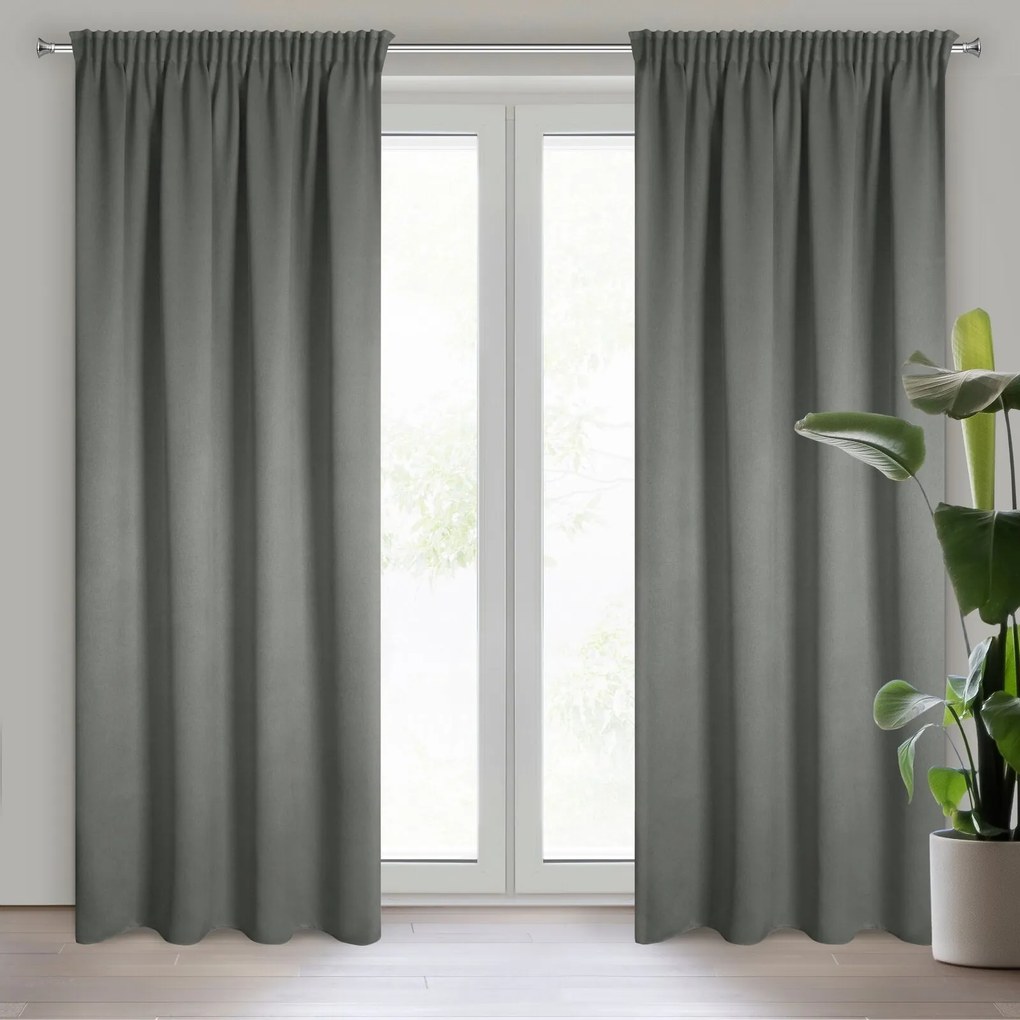 ZATEMŇOVACÍ ZÁVES NA PÁSKE CARLO 130X300 CM TMAVOSIVÁ