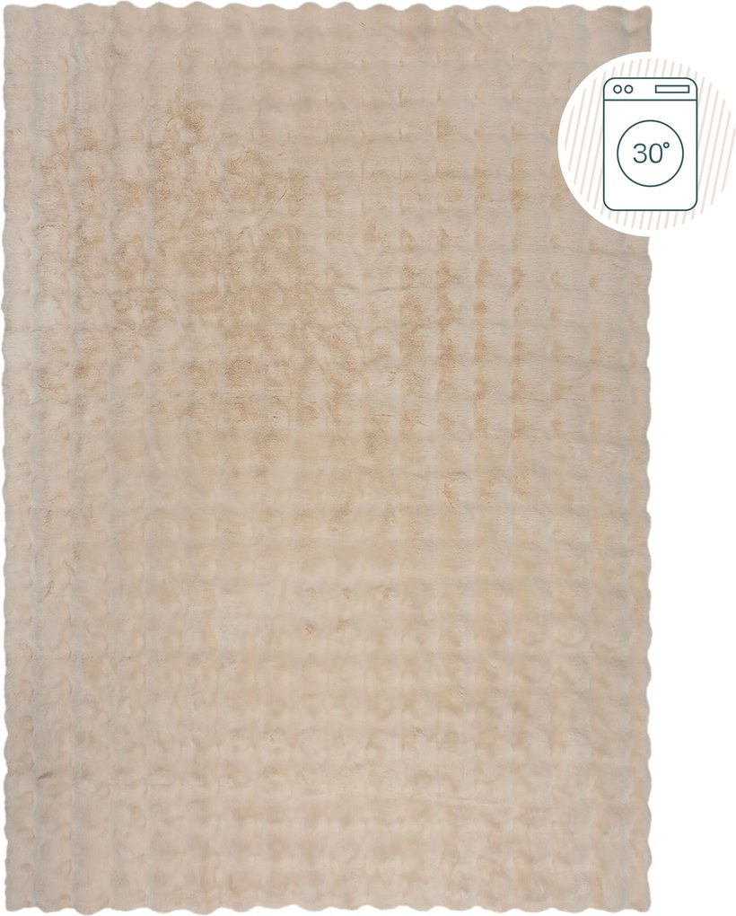Flair Rugs, Kusový koberec Waffle Faux Fur Ivory, 180x290, béžová, obývacia izba
