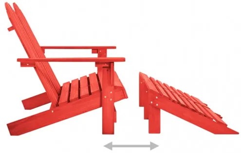 vidaXL 2-miestna záhradná stolička a taburetka Adirondack jedľový masív červená-