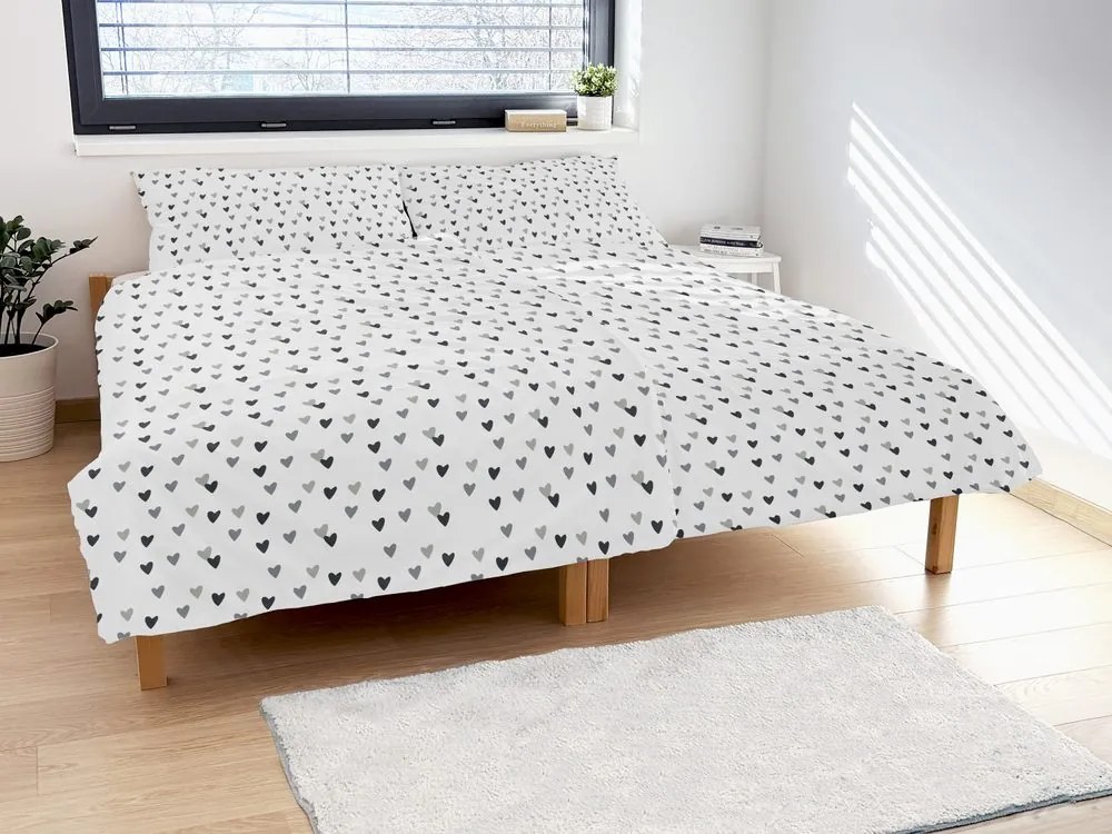 Polášek Bavlnené obliečky SRDIEČKA - Hnedá | 140 x 200 cm / 70 x 90 cm