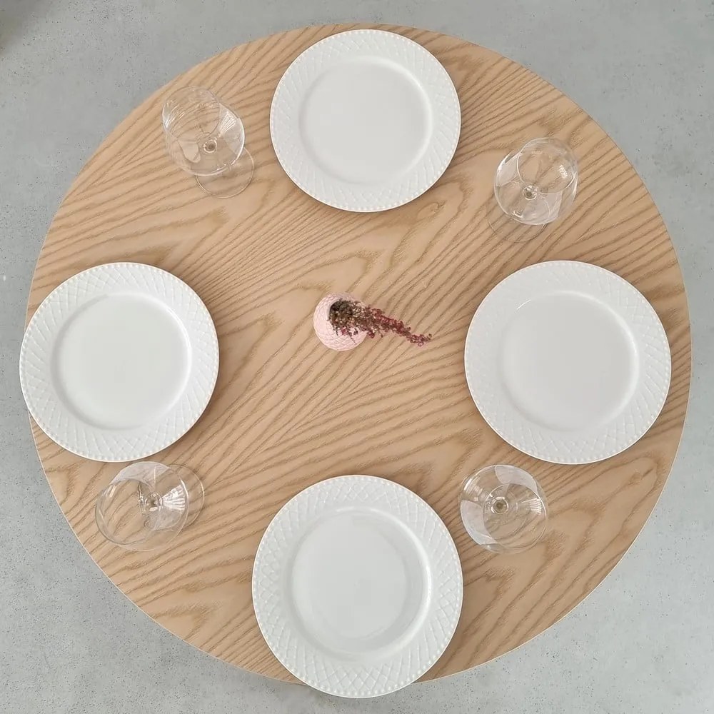 Okrúhly jedálenský stôl s doskou v dekore jaseňového dreva ø 90 cm Jubi – Ragaba